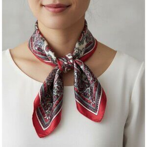 ⭐New Elegant Bandana Square Silky Scarf Satin Soft Red Brown Paisley Floral gift